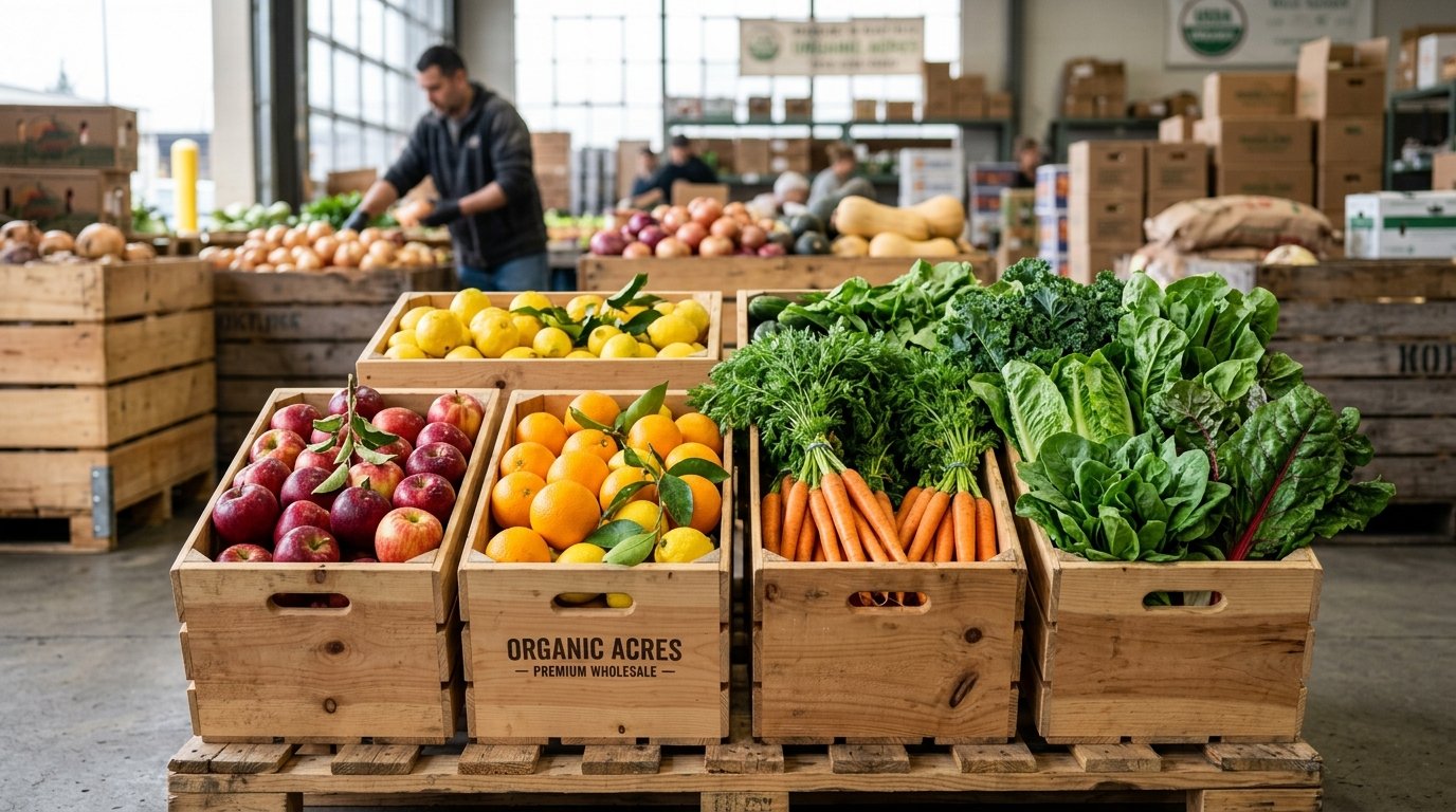 Wholesale fresh fruit and vegetables display crates